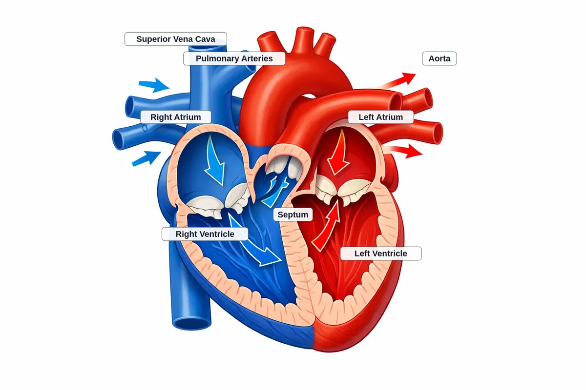 Frontal cross-section of the human heart