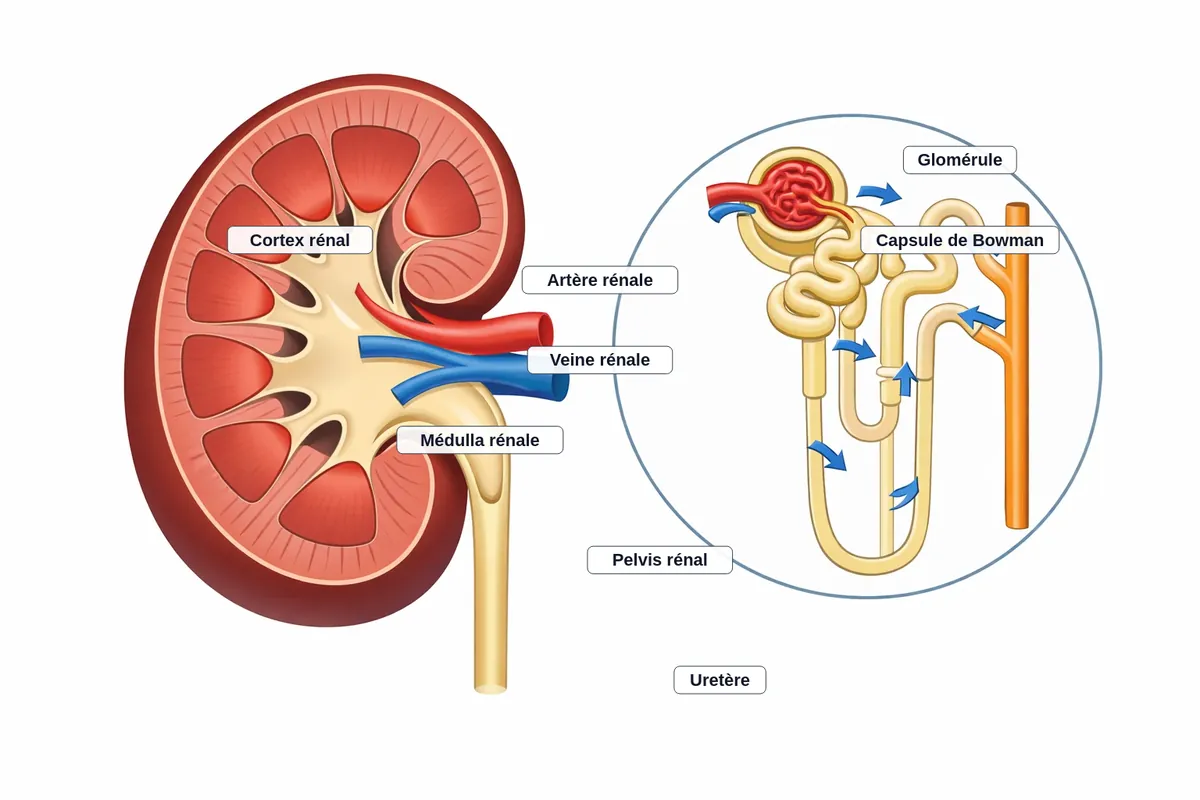 Human kidney with an enlarged nephron